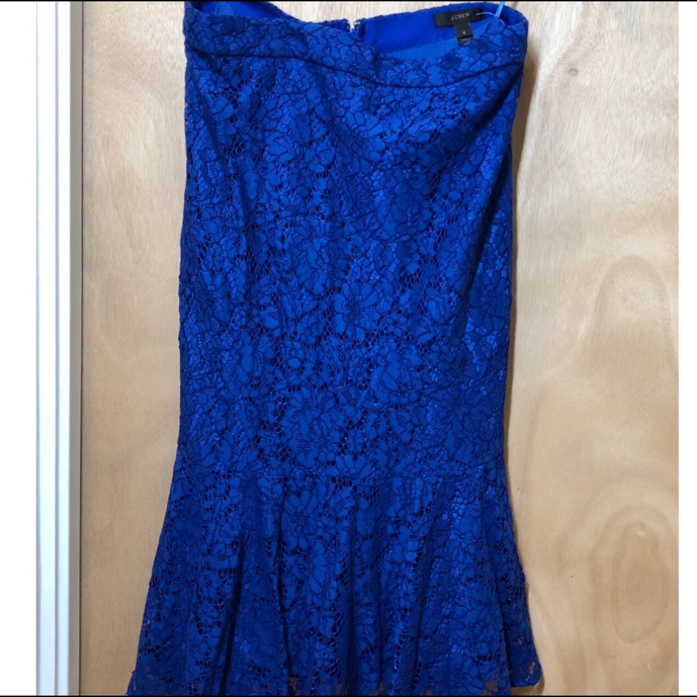 Cobalt trumpet lace skirt by J.Crew